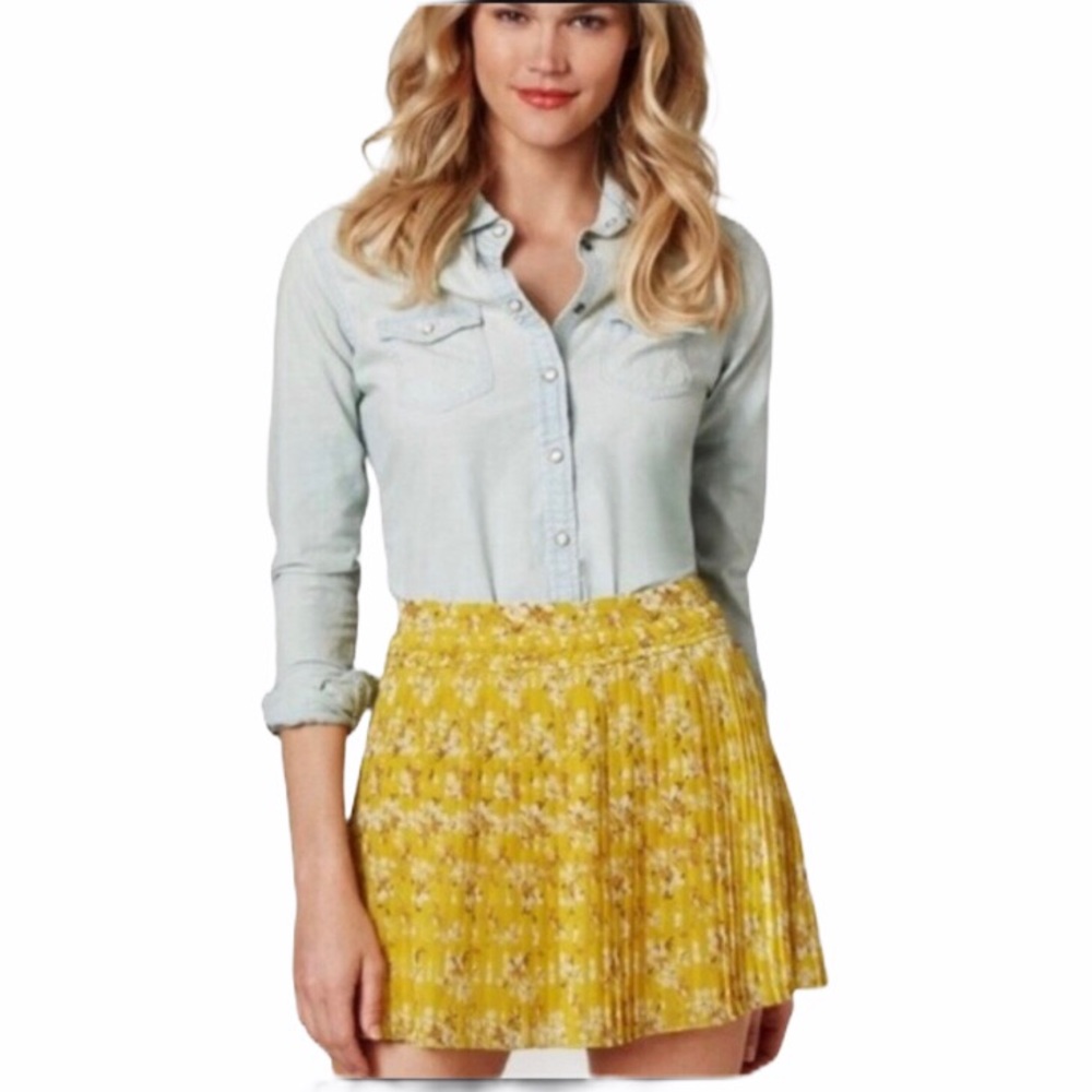 3/15$ American Eagle pleated organza floral skirt size 6